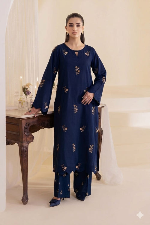 Classic Lawn Collection – Embroidered 2 Piece Unstitched Suit - Blue