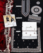 Grace Embroidery Lawn Collection – 3 Piece Unstitched Suit - Black