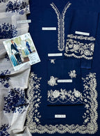 Grace Embroidery Lawn Collection – 3 Piece Unstitched Suit - navy