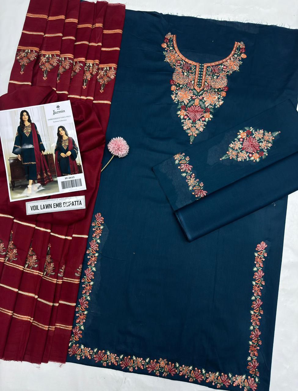 Grace Embroidery Lawn Collection – 3 Piece Unstitched Suit - navy