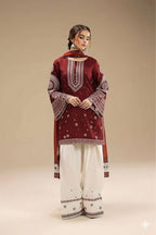 Grace Embroidery Lawn Collection – 3 Piece Unstitched Suit - red