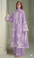Designer Embroidery Collection - 3pc unstitched Lawn - lilac