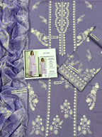 Designer Embroidery Collection - 3pc unstitched Lawn - lilac