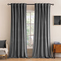 Grey Velvet Curtains -Pair
