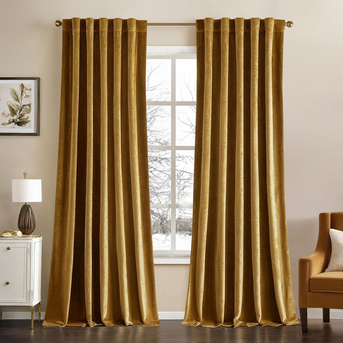 Golden Velvet curtains - pair
