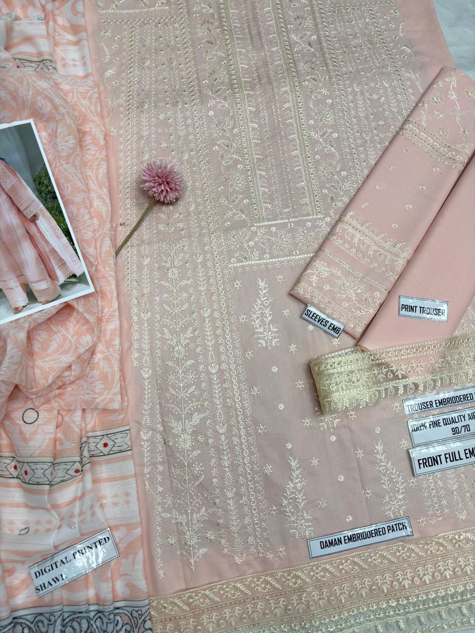 Premium Embroidered Summer Lawn Dress | 3 Piece Unstitched Suit