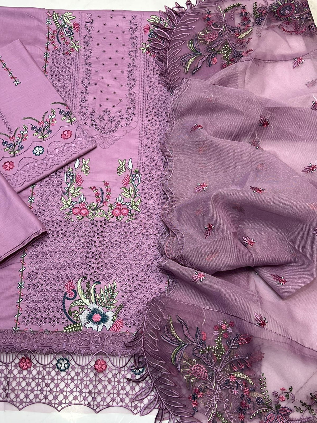 Premium Embroidered Summer Lawn Dress | 3 Piece Unstitched Suit