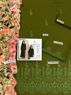 Summer Lawn Collection – Embroidered 3 Piece Unstitched Dress - Green Shade