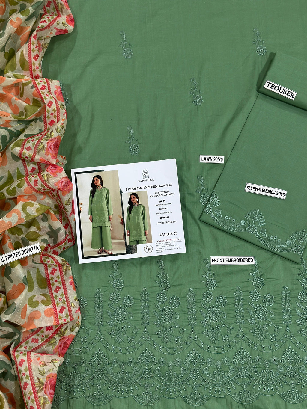 Summer Lawn Collection – Embroidered 3 Piece Unstitched Dress