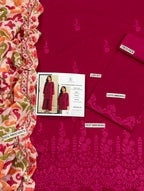 Summer Lawn Collection – Embroidered 3 Piece Unstitched Dress - Red shade