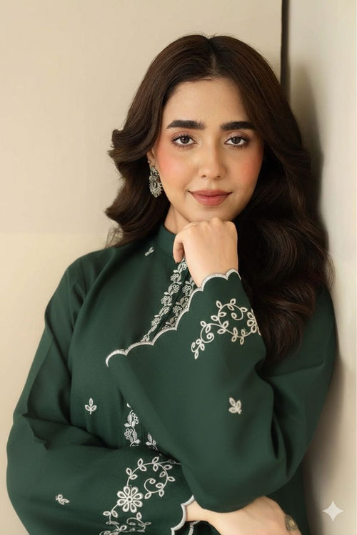 Classic Lawn Collection – Embroidered 2 Piece Unstitched Suit - Green
