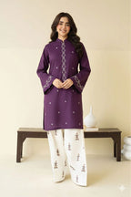 Classic Lawn Collection – Embroidered 2 Piece Unstitched Suit - Purple